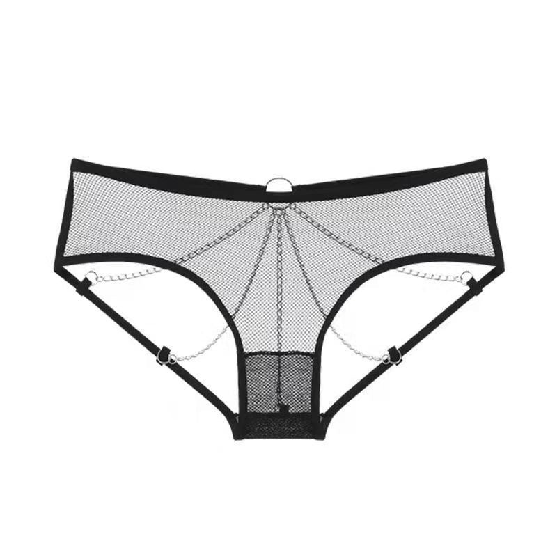 Chime & Chain: Bell-Tease Crotchless Mesh Panty