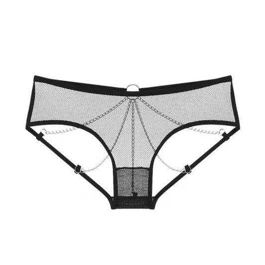 Chime & Chain: Bell-Tease Crotchless Mesh Panty