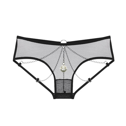 Chime & Chain: Bell-Tease Crotchless Mesh Panty