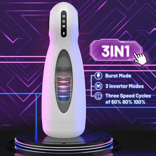 CyberThrust™ 3-in-1 Smart Masturbator – Auto Stroke + Rotation + Burst Mode